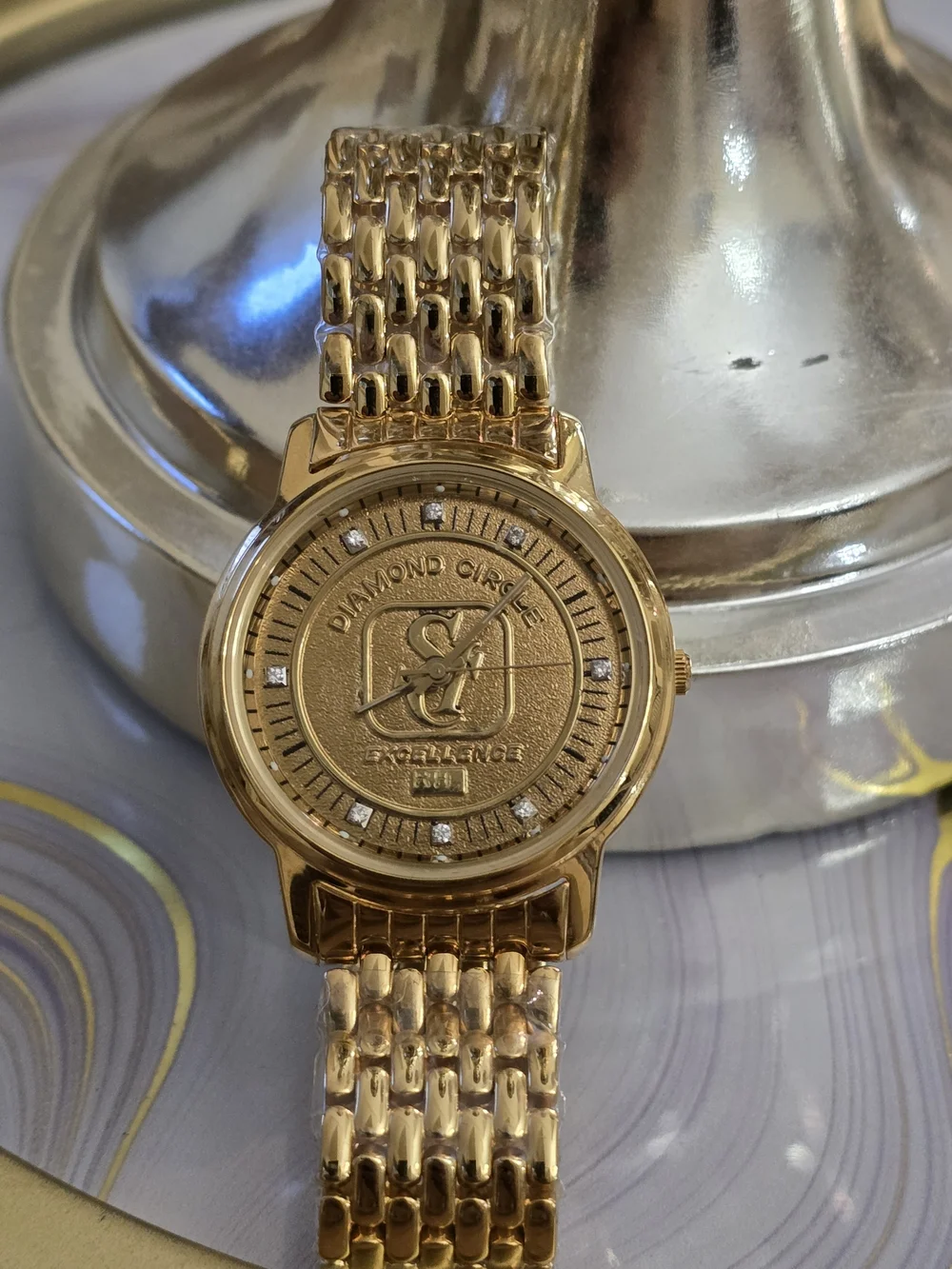 Gold-Tone Men's Dress Watch Dimond Circle
